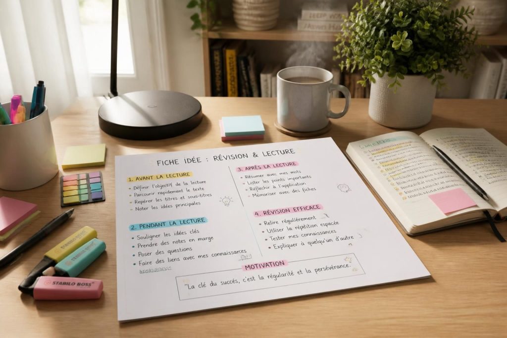 découvrez des astuces pratiques pour organiser vos notes et optimiser vos révisions avec notre fiche idée dédiée à la lecture et à la gestion efficace de vos documents.