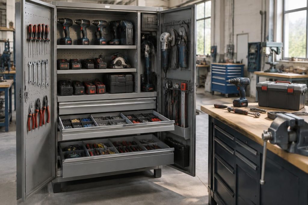 découvrez comment choisir une armoire adaptée à votre outillage industriel et électroportatif : capacité, sécurité et organisation pour un rangement efficace.